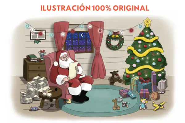 Dibujo de papa noel leyendo cartas